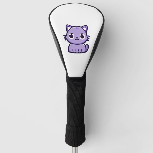 cute purple cat   golf head cover (Front)