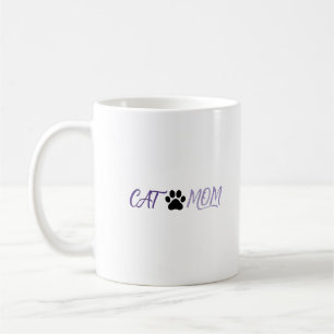 Cute Purple Cat Mom Paw Print Coffee Mug Kitten