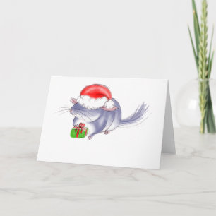 Cute Purple Chinchilla Christmas Holiday Card