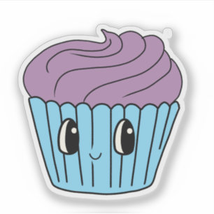 Cute Purple Cupcake Custom-Cut Vinyl Sticker