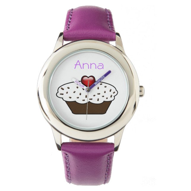 cute purple cupcake personalized design watch (Front)