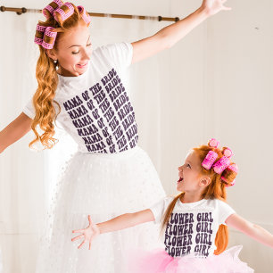 Cute Purple Custom Boho Wedding Flower Girl Trendy T-Shirt