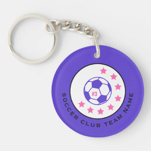 Cute Purple Custom Soccer Jersey Number Name Keychain