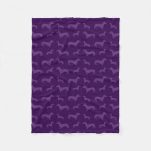 Cute purple dachshund pattern fleece blanket