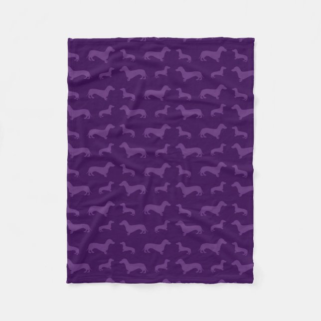 Cute purple dachshund pattern fleece blanket (Front)
