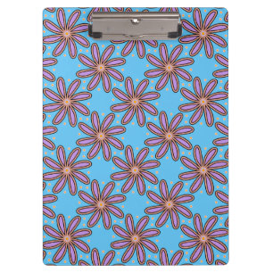 Cute Purple Daisies On Blue Clipboard