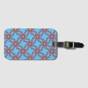 Cute Purple Daisies On Blue Luggage Tag