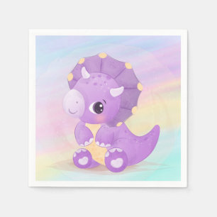 Cute Purple Dinosaur Baby Shower Napkin