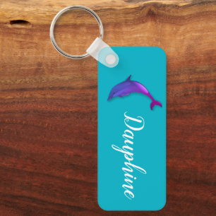 Cute  purple  dolphin  -  add name keychain