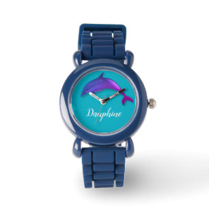Cute purple dolphin - add name watch