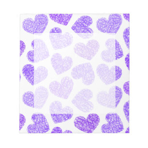 Cute Purple Doodled Heart Valentine's Day Pattern Notepad
