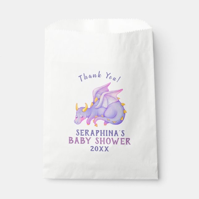 Cute Purple Dragon Baby Shower Favour Bags (Front)