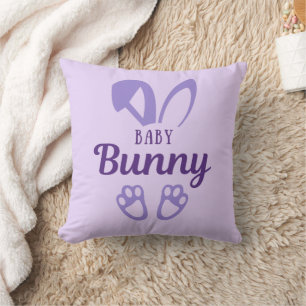 Cute Purple Easter Baby Bunny Rabbit Baby Throw Pillow