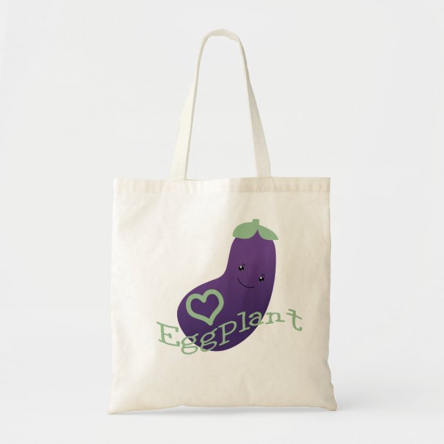 Cute Purple Eggplant Tote Bag (Front)