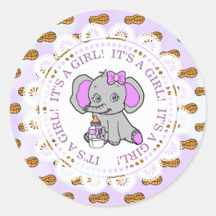 Cute Purple Elephant Classic Round Sticker