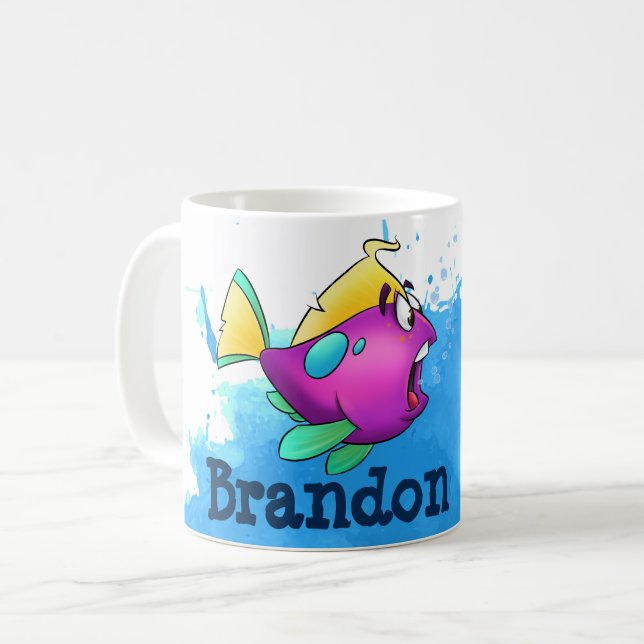 Cute Purple Fish Mug (Front Left)