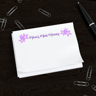 Cute Purple Floral Mom's White Post it Notes