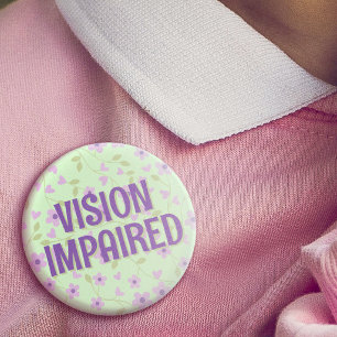 Cute Purple Floral Vision Impaired 1 Inch Round Button