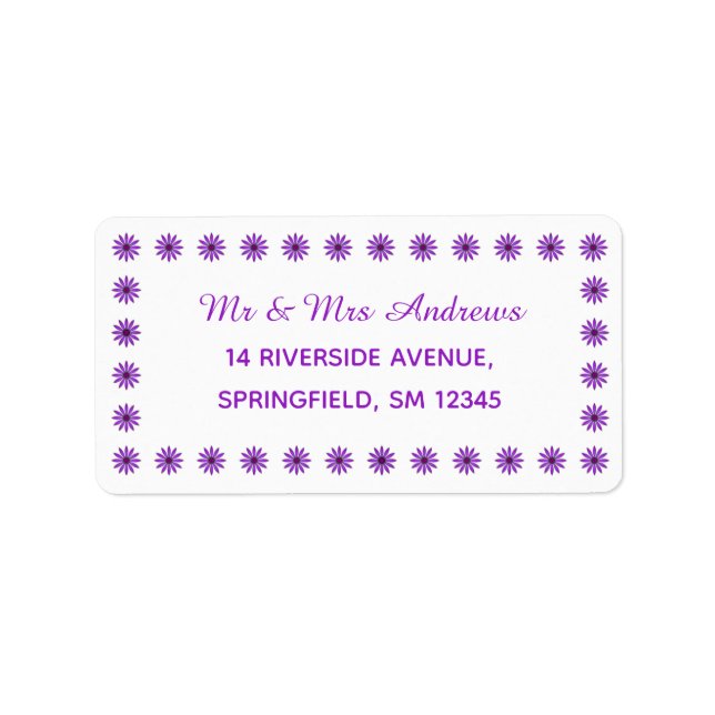 Cute Purple Flower Frame Custom Label (Front)