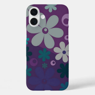 Cute Purple Flower Pattern iPhone 16 Plus Case