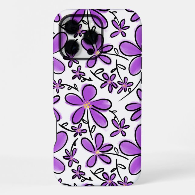 Cute purple flower pattern iPhone case (Back)