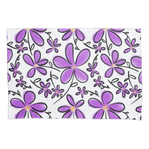 Cute purple flower pattern pillowcase