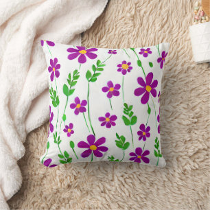 Cute Purple flowers  Throw Pillow
