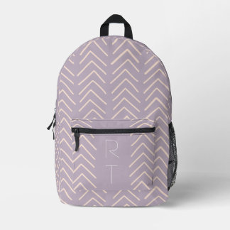 Cute Purple Geometric Arrows Monogram Initials Printed Backpack