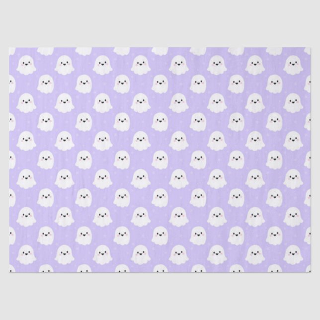 Cute Purple Ghost Pattern – Halloween Design Tissue Paper (Front)