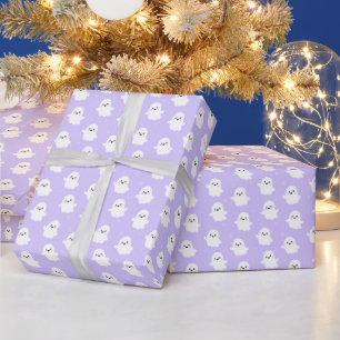 Cute Purple Ghost Pattern – Halloween Design Wrapping Paper
