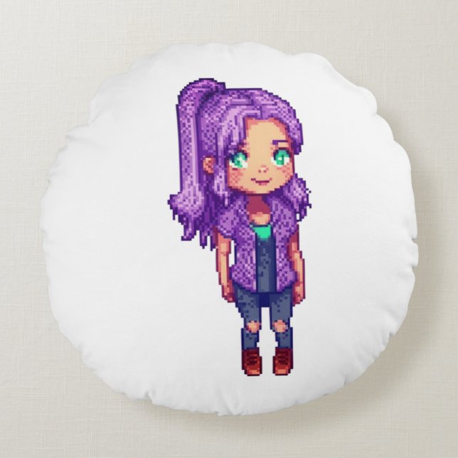 Cute purple girl  round pillow (Front)