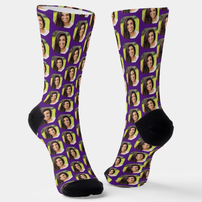 Cute Purple Girlfriend Photo for Boyfriend Fun  Socks (Angled)