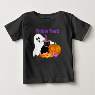 Cute Purple Glitter Trick or Treat Halloween Baby T-Shirt