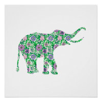 Cute Purple & Green Elephant Illustration