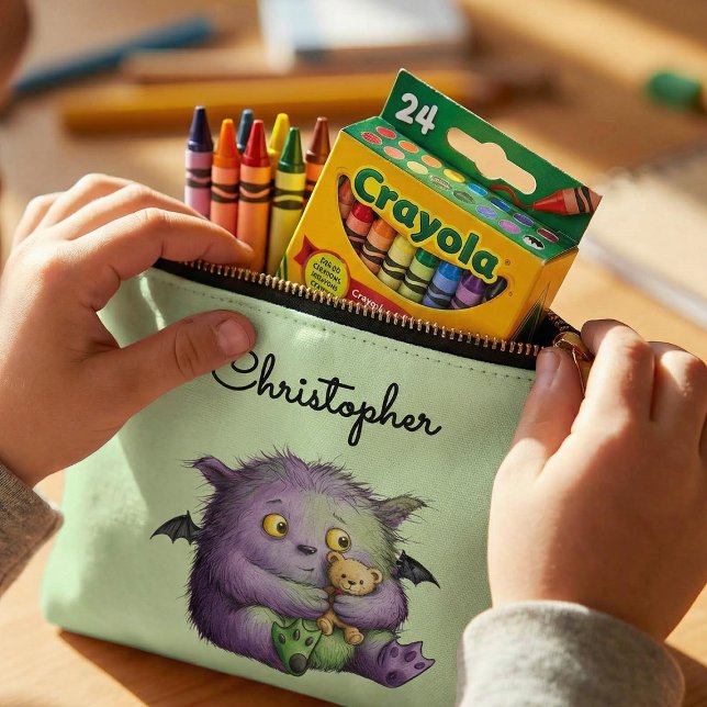 Cute Purple Green Fluffy Monster Buddy Accessory Pouch (Creator Uploaded)