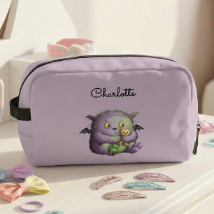 Cute Purple Green Fluffy Monster Buddy Dopp Kit