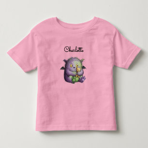 Cute Purple Green Fluffy Monster Buddy Toddler T-shirt