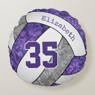 cute purple grey volleyball team colours gifts round pillow