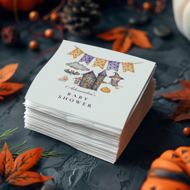 Cute Purple Halloween Baby Shower Napkin (Creator Uploaded)