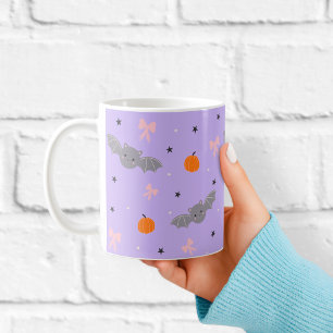 Cute Purple Halloween Bat Pattern Mug