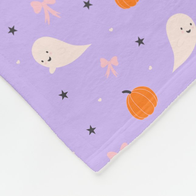 Cute Purple Halloween Ghost Pattern Blanket (Corner)