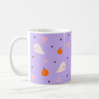 Cute Purple Halloween Ghost Pattern Mug