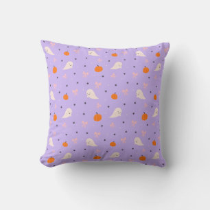 Cute Purple Halloween Ghost Pattern Pillow