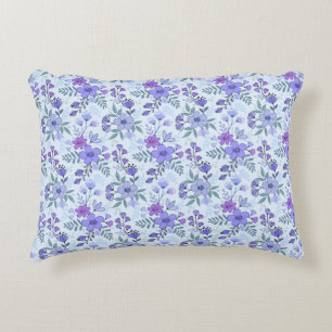 Cute Purple Hand Drawn Florals Accent Pillow