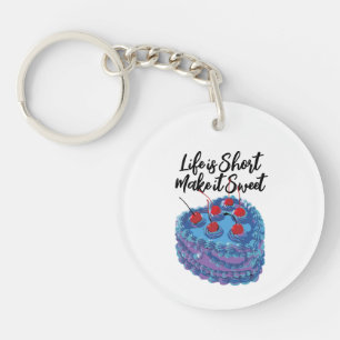 Cute Purple Heart Cake Pattern Keychain