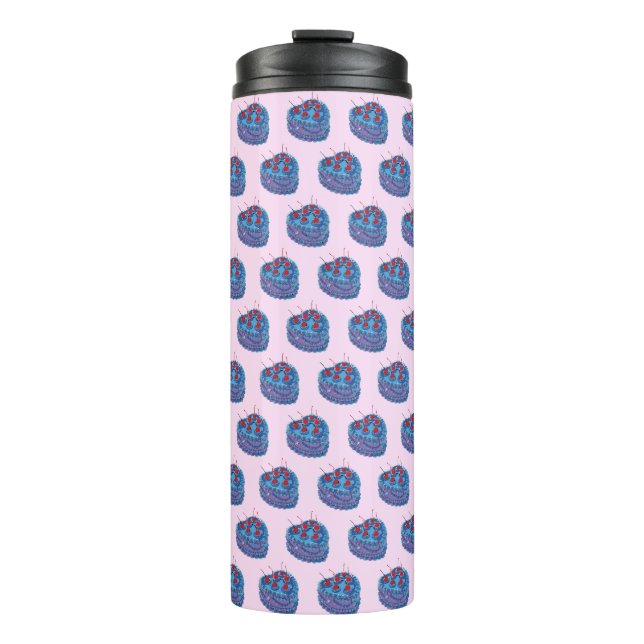 Cute Purple Heart Cake Pattern Thermal Tumbler (Front)