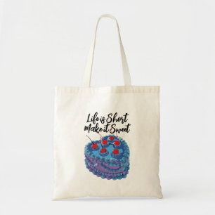 Cute Purple Heart Cake Pattern Tote Bag