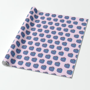 Cute Purple Heart Cake Pattern Wrapping Paper