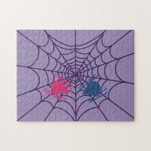 Cute Purple Heart Spider Web Jigsaw Puzzle