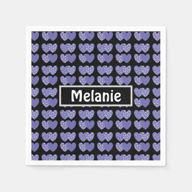 Cute Purple Hearts Napkin (Front)